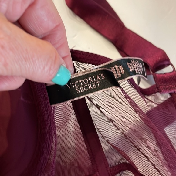 Victoria Secret VERY SEXY lined BLACONET satin mesh BRA merlot wine color 34B - Picture 12 of 15